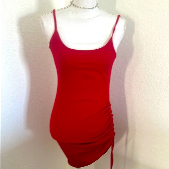 Red Ruched Mini Dress - Picture 1 of 3